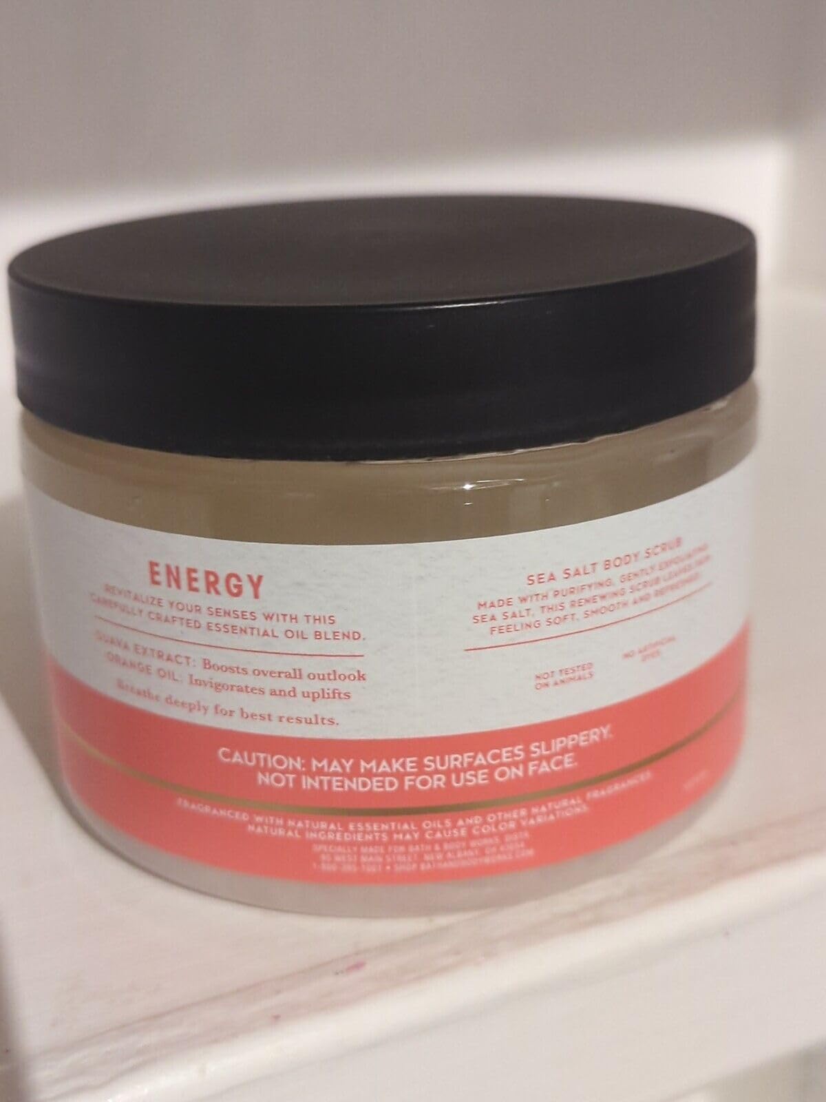 Aromatherapy Energy Guava Orange Sea Salt Body Scrub 17 oz bath body Tub