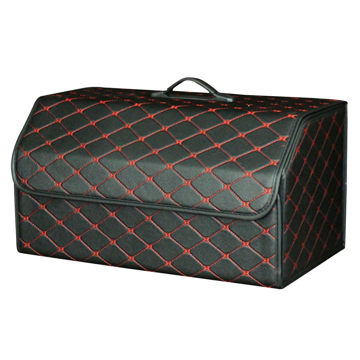 Trunk Organiser Storage for MG4 EV MG 4 EH32 2022-2023, Car Trunk Storage Box Leather Durable Foldable Car Boot Tidy Box Accessories,Black-Red-L-54X32X30CM