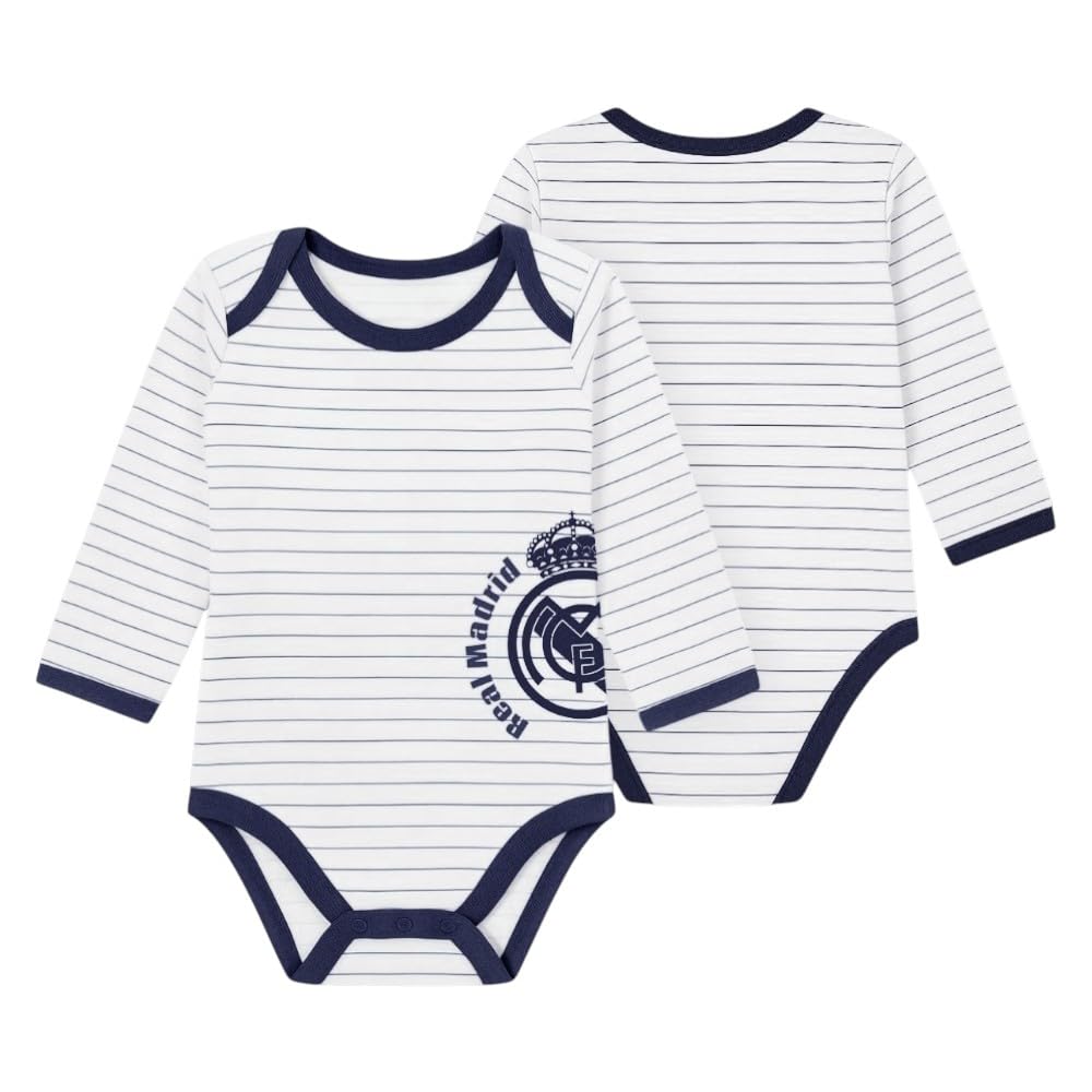 Genérico R.Madrid – Body Bebé Azul Personalizable | Nombre o Texto Bordado | Diseño Oficial | Algodón Suave | Regalo Único | Afición desde la cuna - 12 MESES