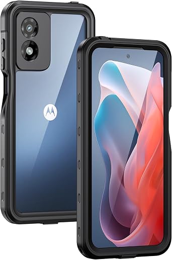 Lanhiem for Moto G Play 2024 Case, IP68 Waterproof Dustproof Shockproof Case with Built-in Screen Protector, Full Body Underwater Protective Cover for Moto G Play 2024 Only, Black