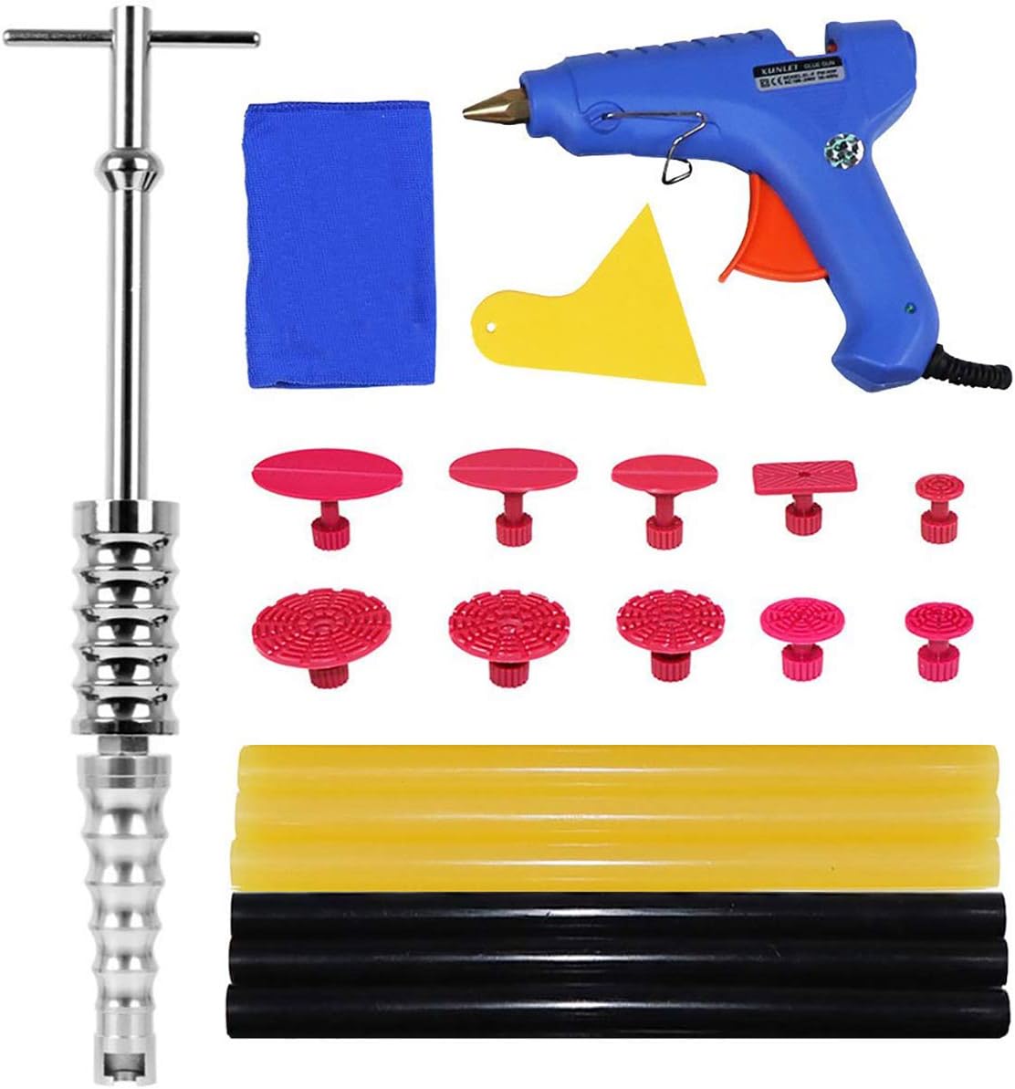 JMgist Dent Repair Kit Slide Hammer Paintless Dent Removal Tools with Glue Gun Set 24pcs for Auto Car Body Dent Removal