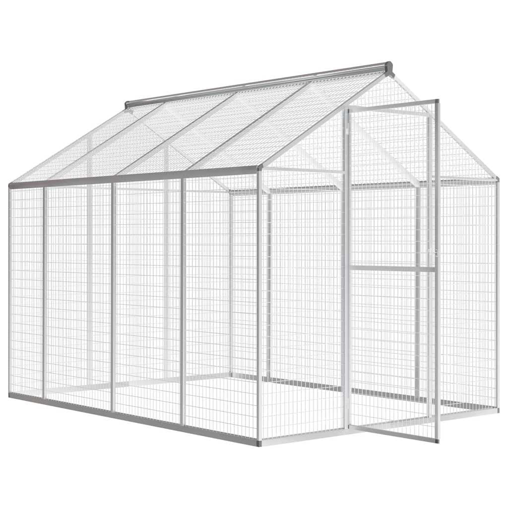 Aviario exterior de aluminio, 178 x 242 x 192 cm, transitable con rejilla y techo, adecuado para conejos, cobayas, animales pequeños, recinto de jardín exterior, establo estable para roedores