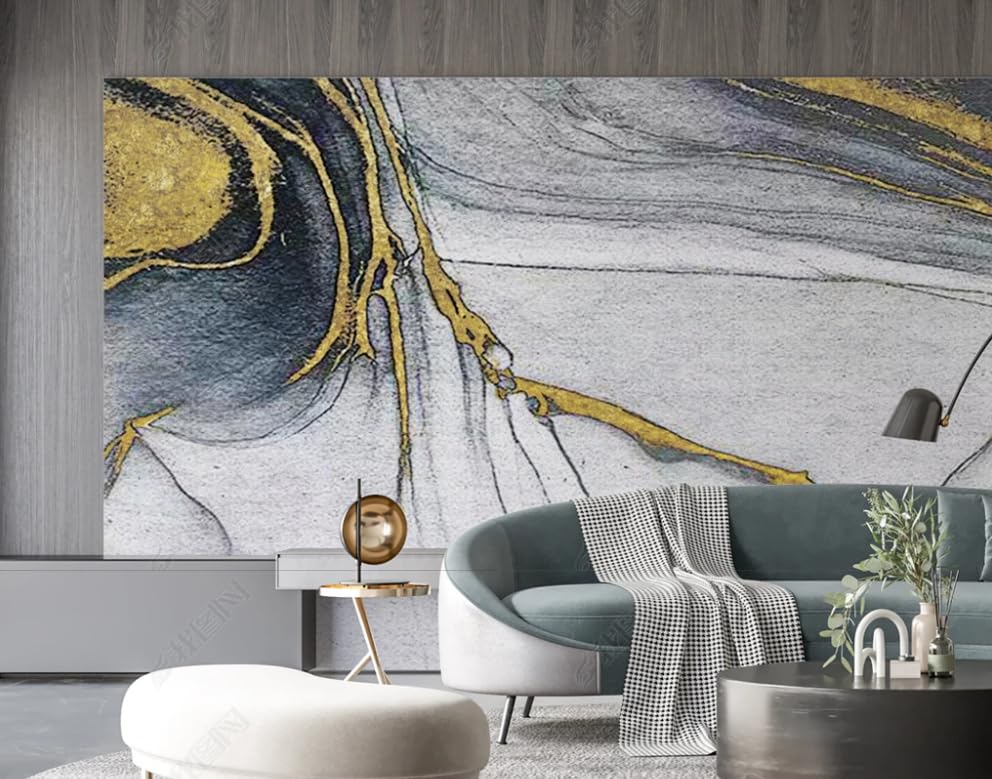 Papier peint intissé feuille d'or marbré poster géant mural 450x315