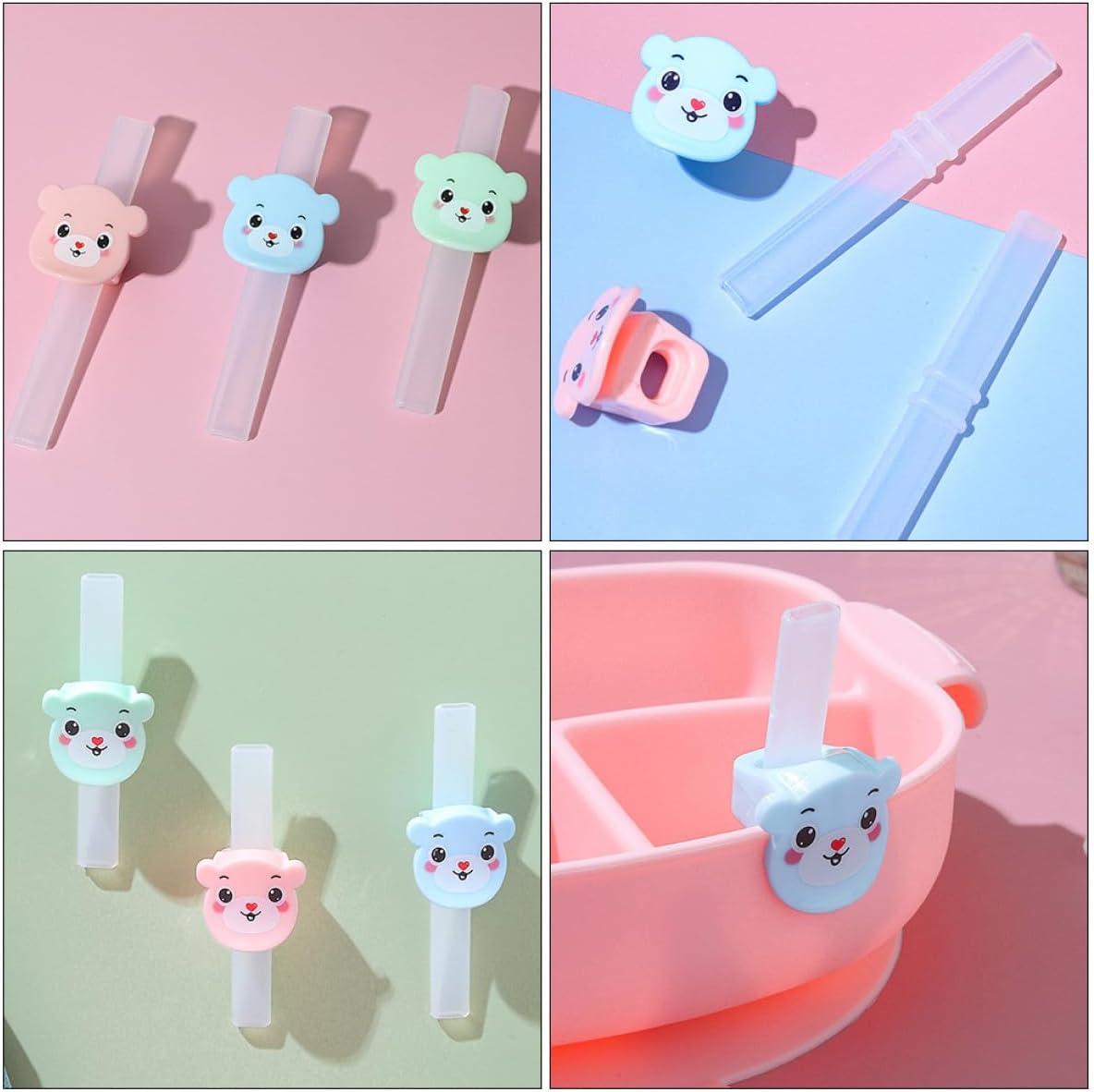 FUOYLOO Reusable Silicone Adaptive Straws Set 6pcs with Storage Case Short Non-toxic Straws for Elderly Disabled Babies and Post-surgery Care for Home and Travel
