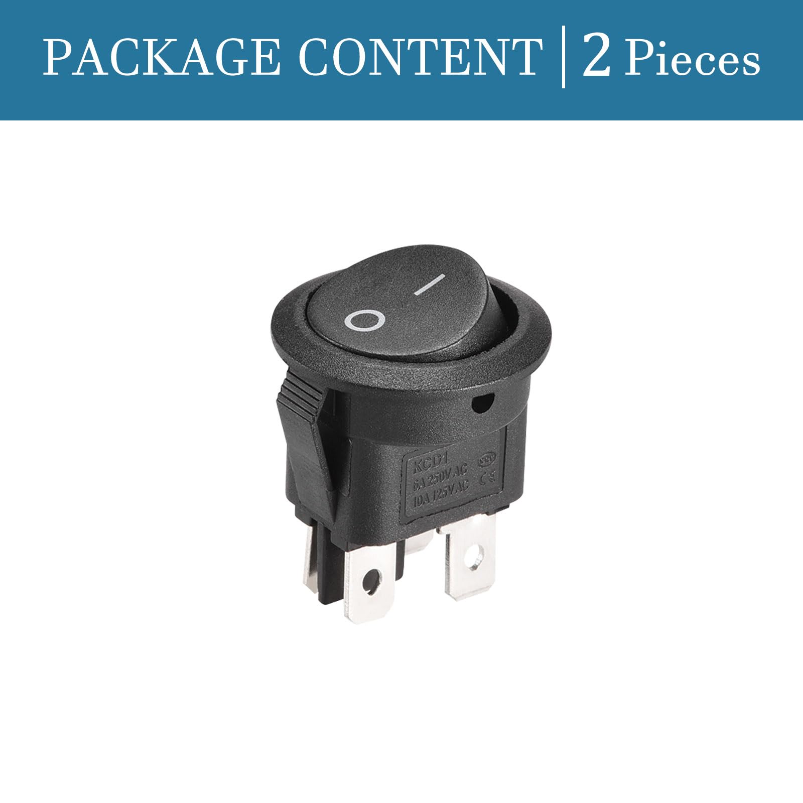 QUARKZMAN 4 Pasador 2 Posición Balancín Alternar Interruptor x 2uds 125V Redondo Barco Balancín Interruptor Broche para Coche Auto Barco Electrodomésticos, [Negro]