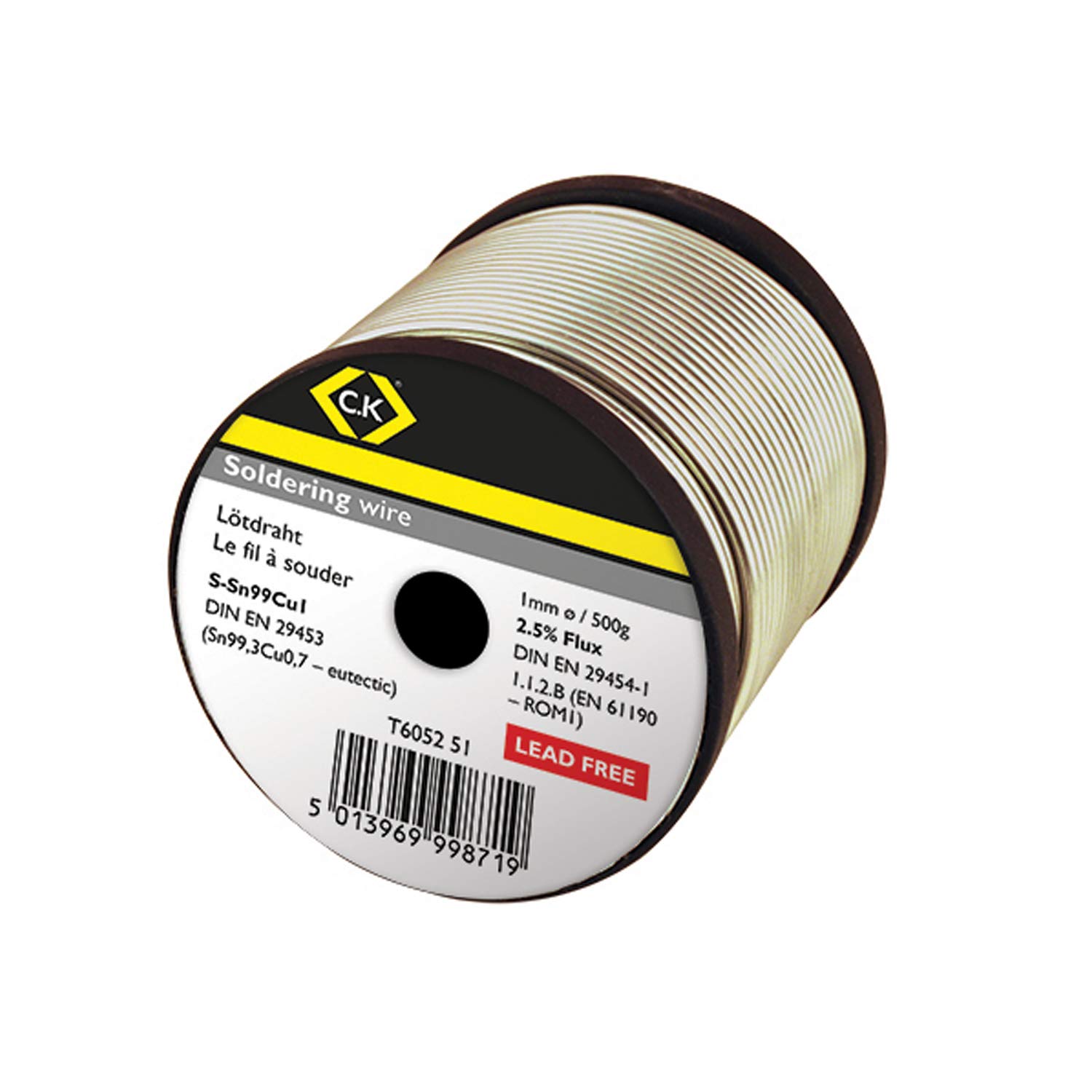 C.K T6052 51 Soldering Wire Reel, 1 mm