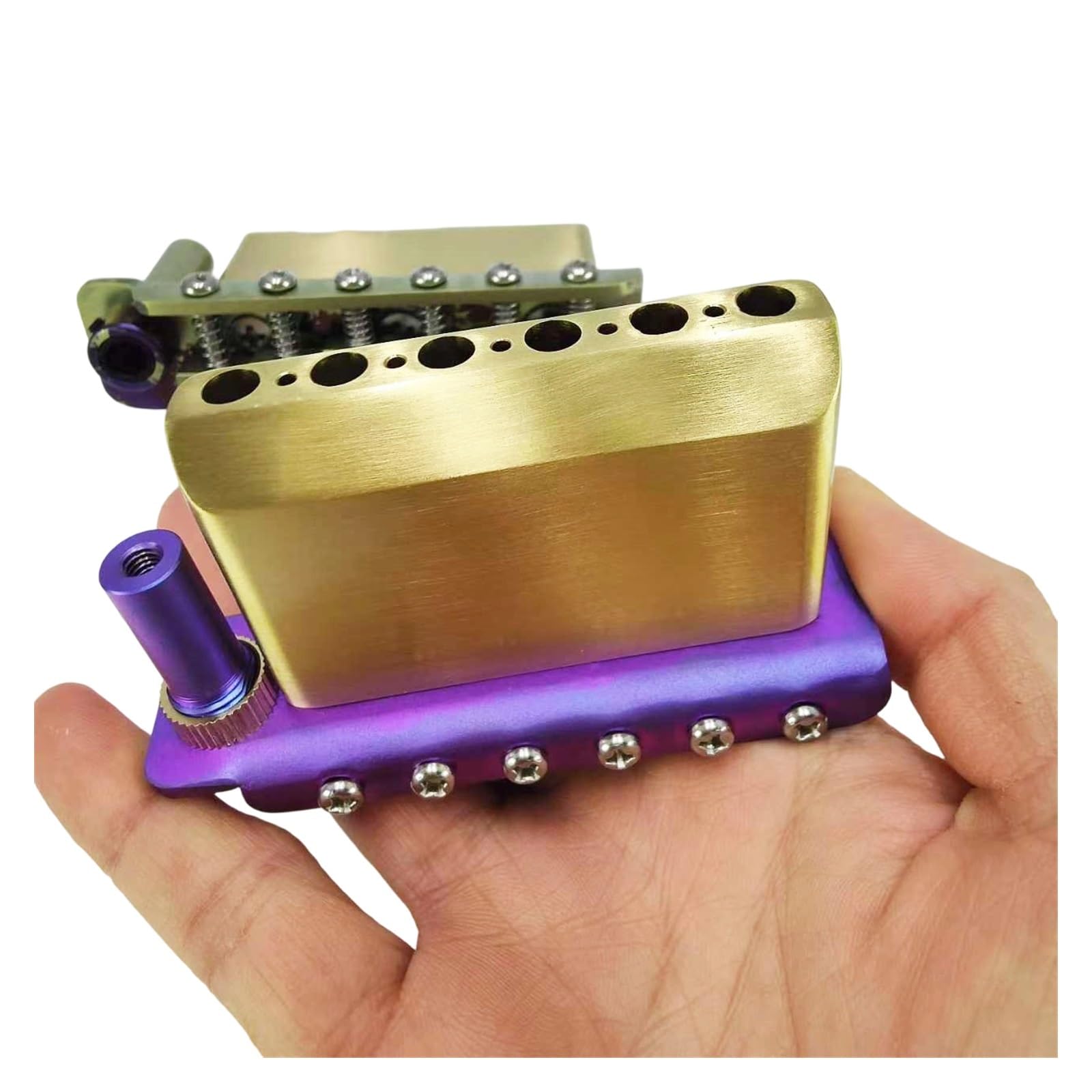 Puente De Aleación De Titanio Base De Latón Guitarra Eléctrica Pequeño Doble Trémolo Pieza Trasera Plana | Puente de guitarra(Purple)