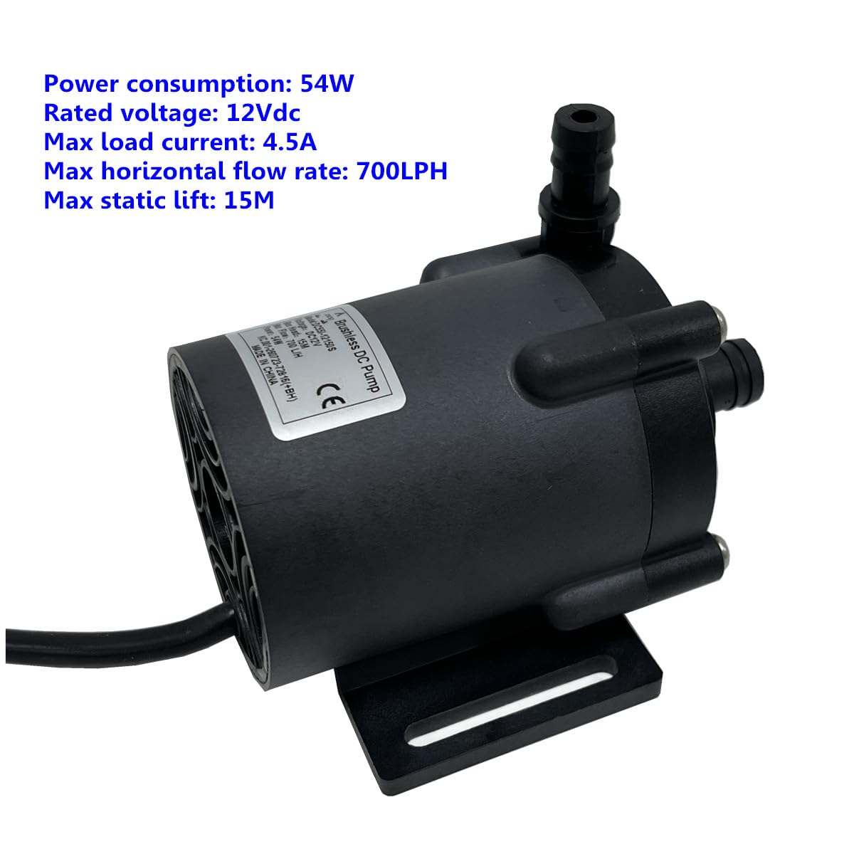 SHYSKY Micro Brushless Pump Mini Submersible pump DC55I-12150S, 12VDC 54W, 15M 49ft, 700LPH, Low noise, IP68 Waterproof For Water Circulation Pressurization Cooling sys