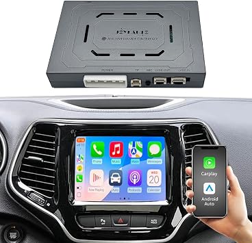 Wireless CarPlay Android Auto Retrofit kit Decoder for Jeep Cherokee Commmander Compass Uconnect 8.4 2016-2020 My, Support AirPlay, Mirrorlink, USB Play Reverse Camera Functions