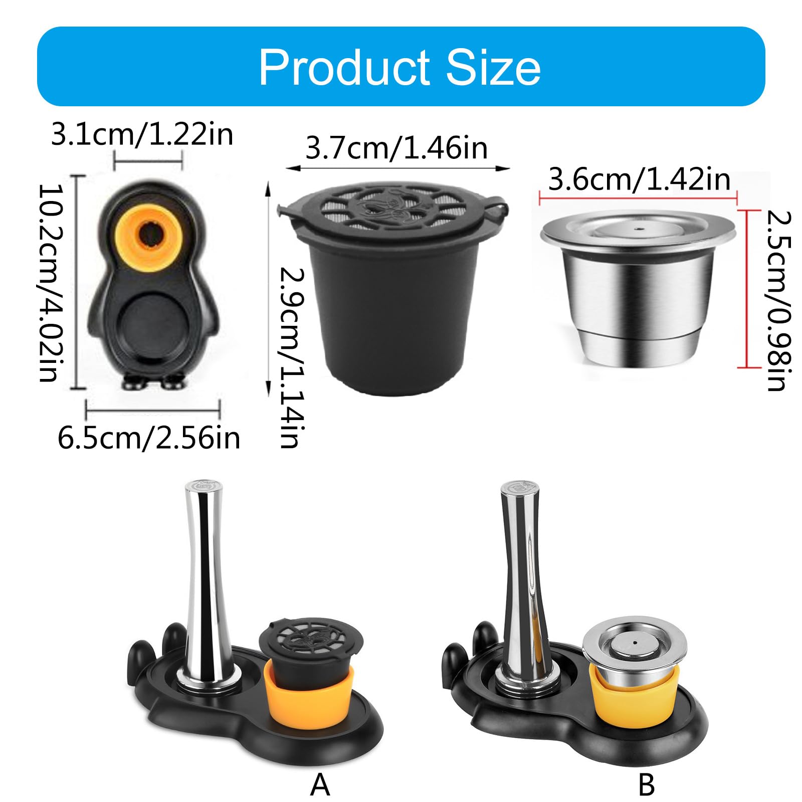Cápsula de café de acero inoxidable Martillo Set básico cápsulas de café rellenables Accesorios para cafetera El mantenimiento de la máquina