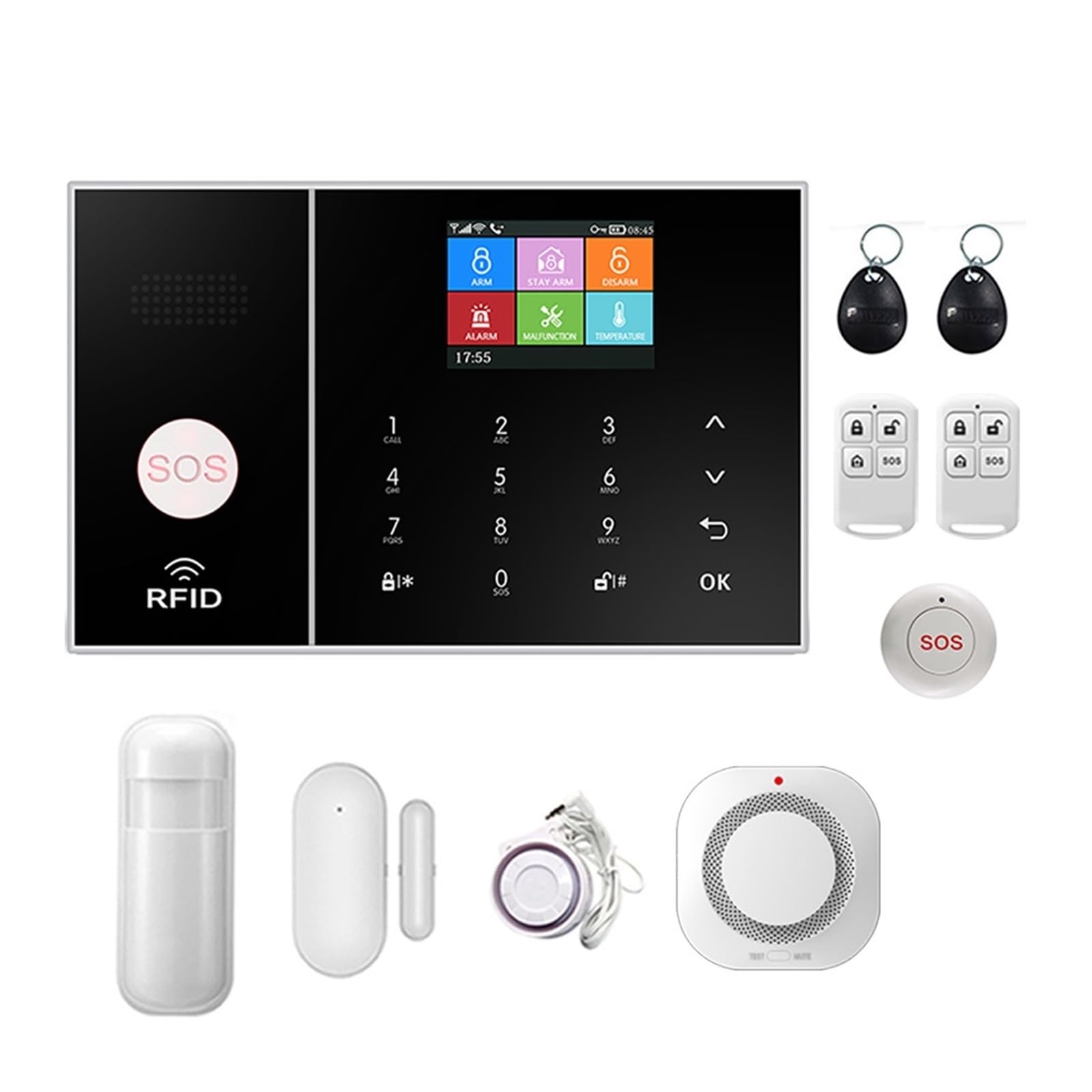 Sistemi Sicurezza Casa Tuya Wireless Wifi GSM Di Allarme Sicurezza Antifurto Domestico Controllo App Smart Life Con Rilevatore Sensori RFID(H)