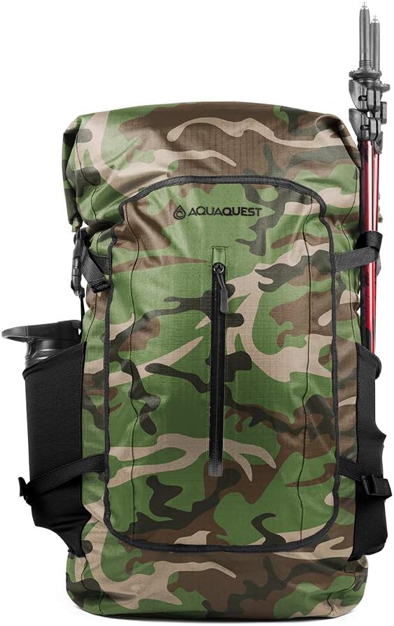 AquaQuest Riparia 45L Waterproof Backpack - Backpacking, Travel, Hunting, Fishing, Camping DayPack - Camo