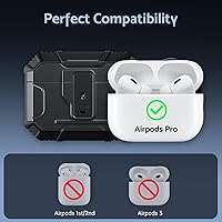 Vista 7 de DASFOND Armor - Funda rígida para auriculares Airpods Pro, grado militar, protección completa, a prueba de golpes, soporte de carga inalámbrica