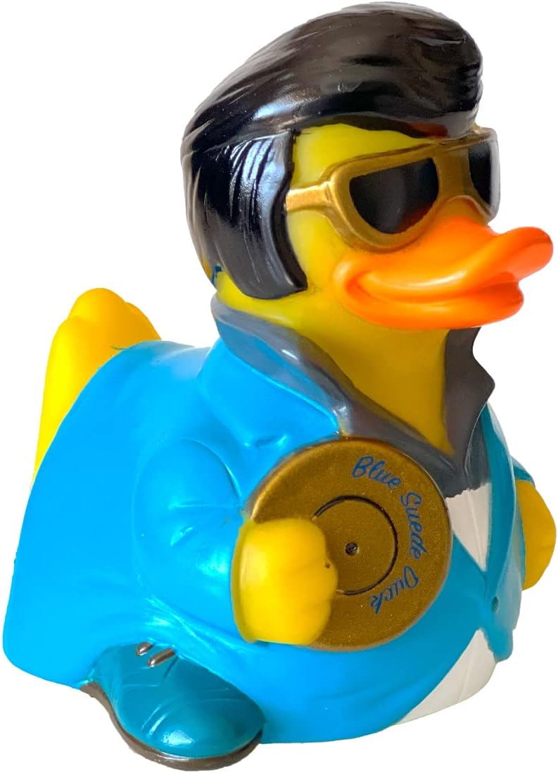 CelebriDucks - Blue Suede Duck - Floating Rubber Ducks - Collectible Bath Toy Gift for Kids & Adults of All Ages