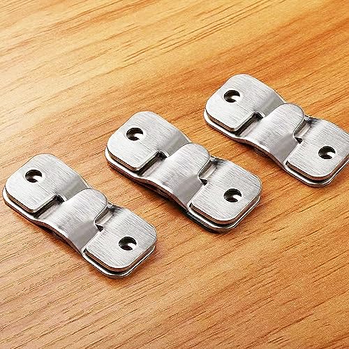 Image of Mirro Hanging Hardware Buckle Wall Brackets for Hanging 1.73x0.75 Inch Stainless Steel Picture Frame Mounting Hardware 12 PCS Z Brackets French Cleat Hanger Picture Hanging Brackets with Screws-Silver