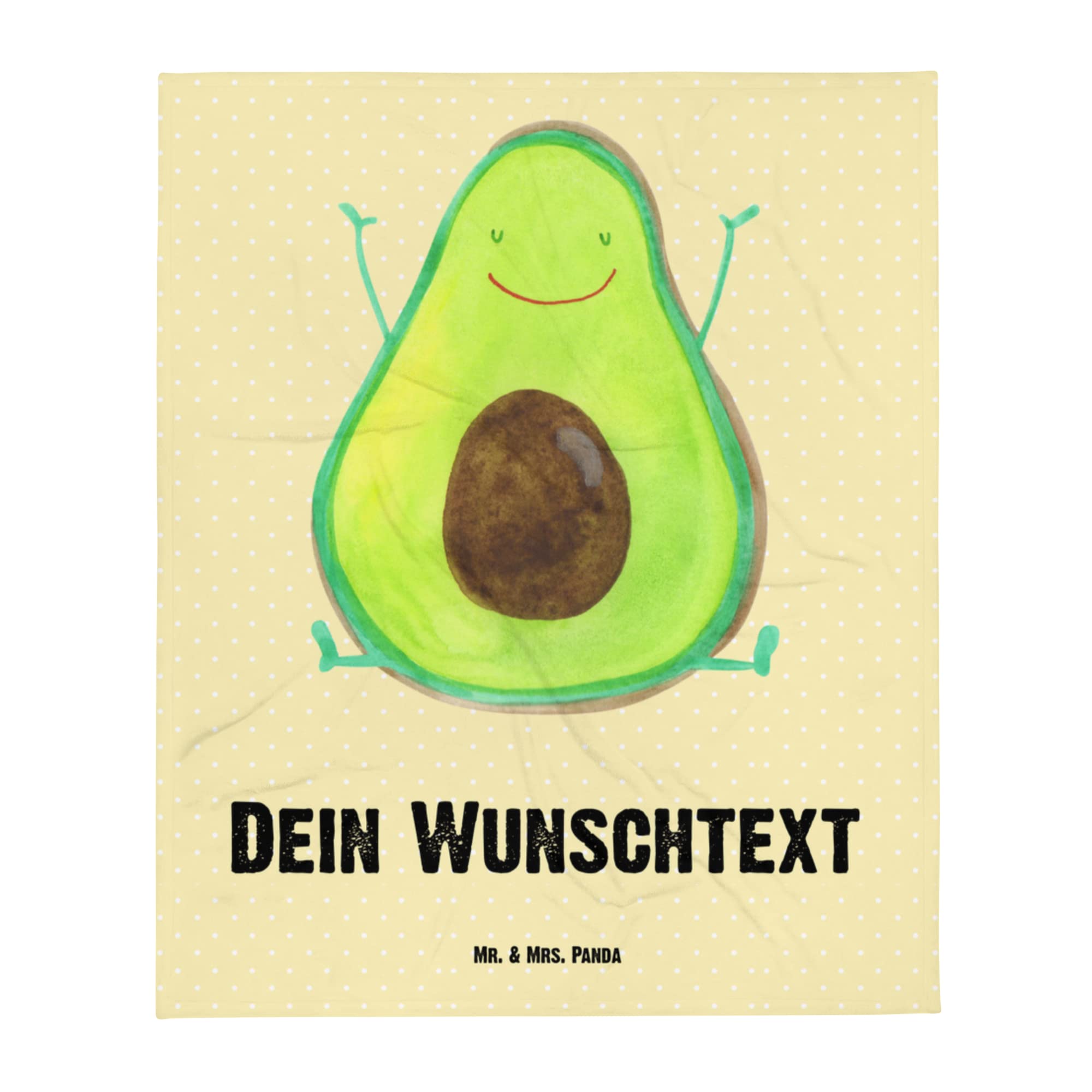 Mr. & Mrs. Panda Kinderdecke mit Namen Avocado Glücklich - Personalisierte Geschenke, Chaotisch, Verrückt, Fleece Decke personalisiert, Tagesdecke, Kuscheldecke, Chaos, Personalisierbare