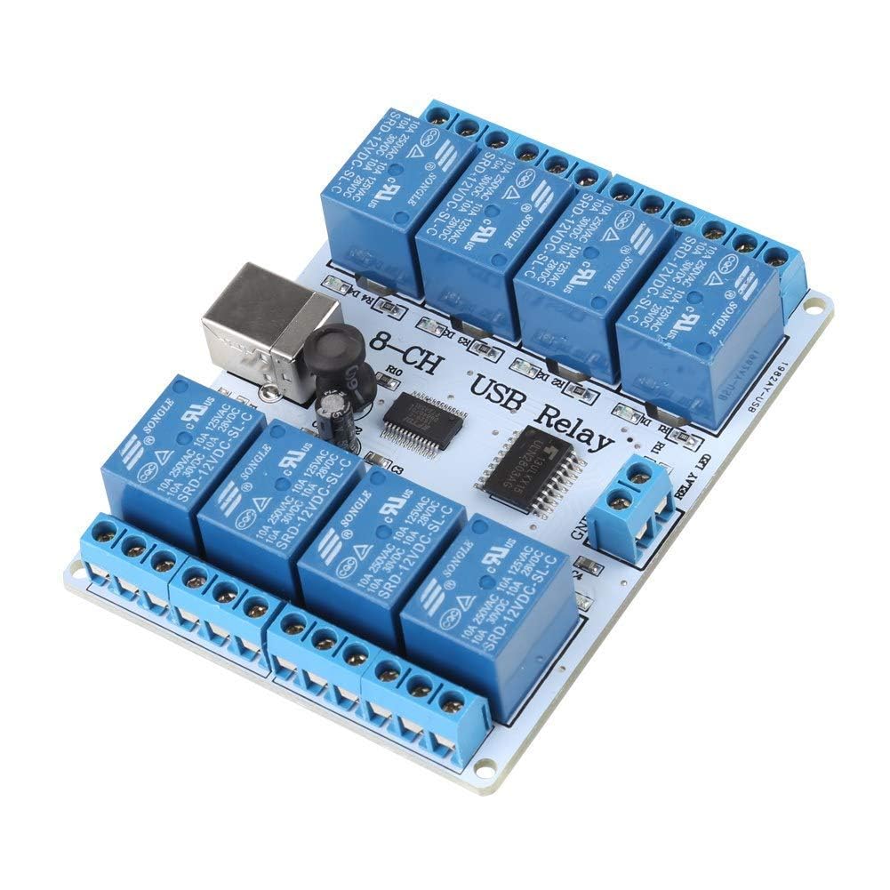 8 Channel USB Type B Relay Board 12V DC for Automation Robotics