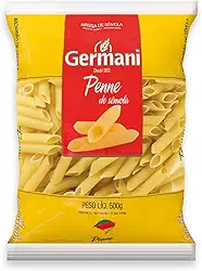 Macarrão Penne Sem Ovos Germani 500G, Germani Alimentos, Massa Penne De Sêmola Sem Ovos Pasta Penne Senza Uova, Amarelo, Melhor Sabor Em Cada Garfada, Receita Caseira Desde 1892