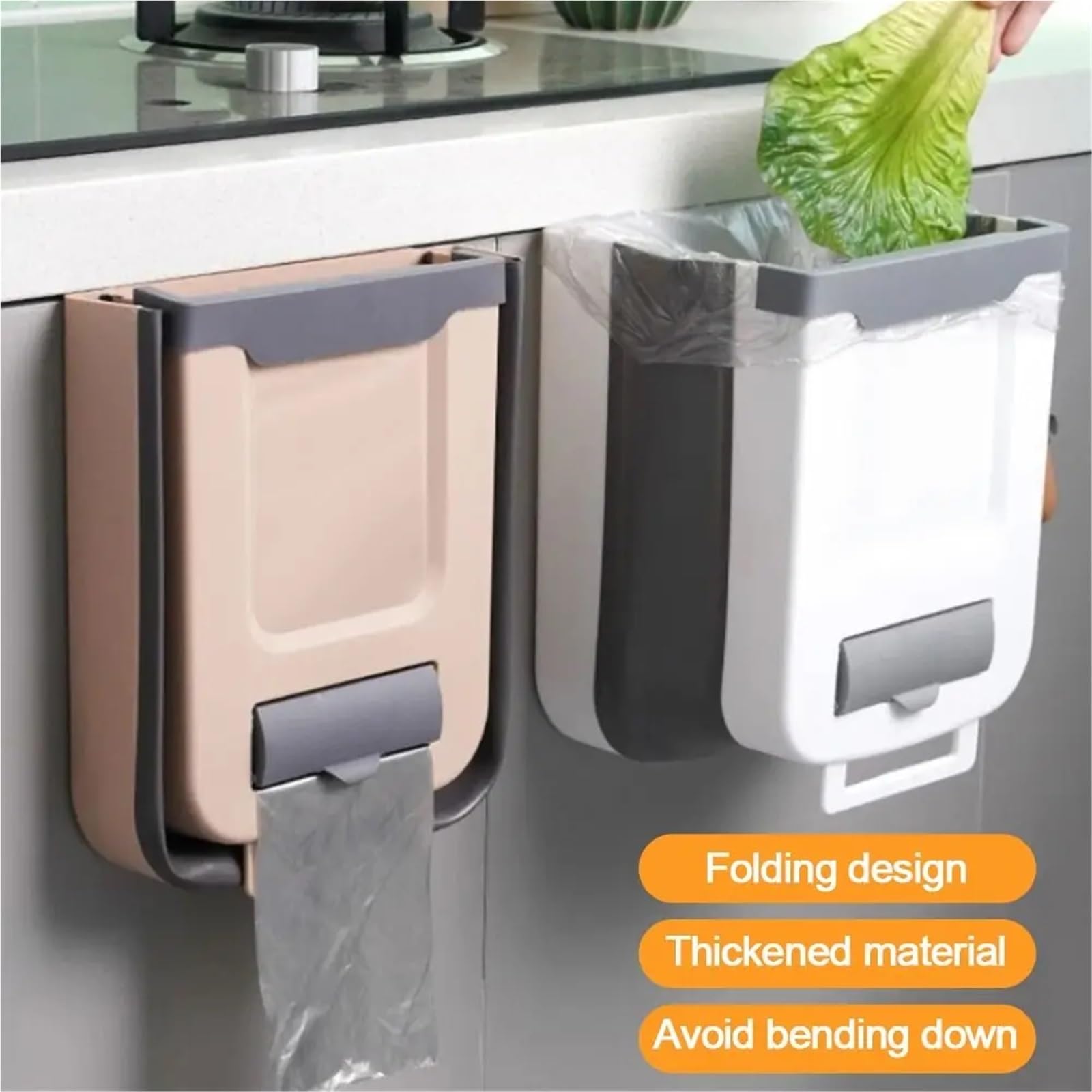 Portarifiuti A Parete 7/10L PP Appeso Cestino Della Spazzatura Portatile Fissato Al Muro Porta Dell'armadio Bidone della Spazzatura Riciclabile Bidone Dei Rifiuti Pieghevole Cestino Cucine Per Bagno,