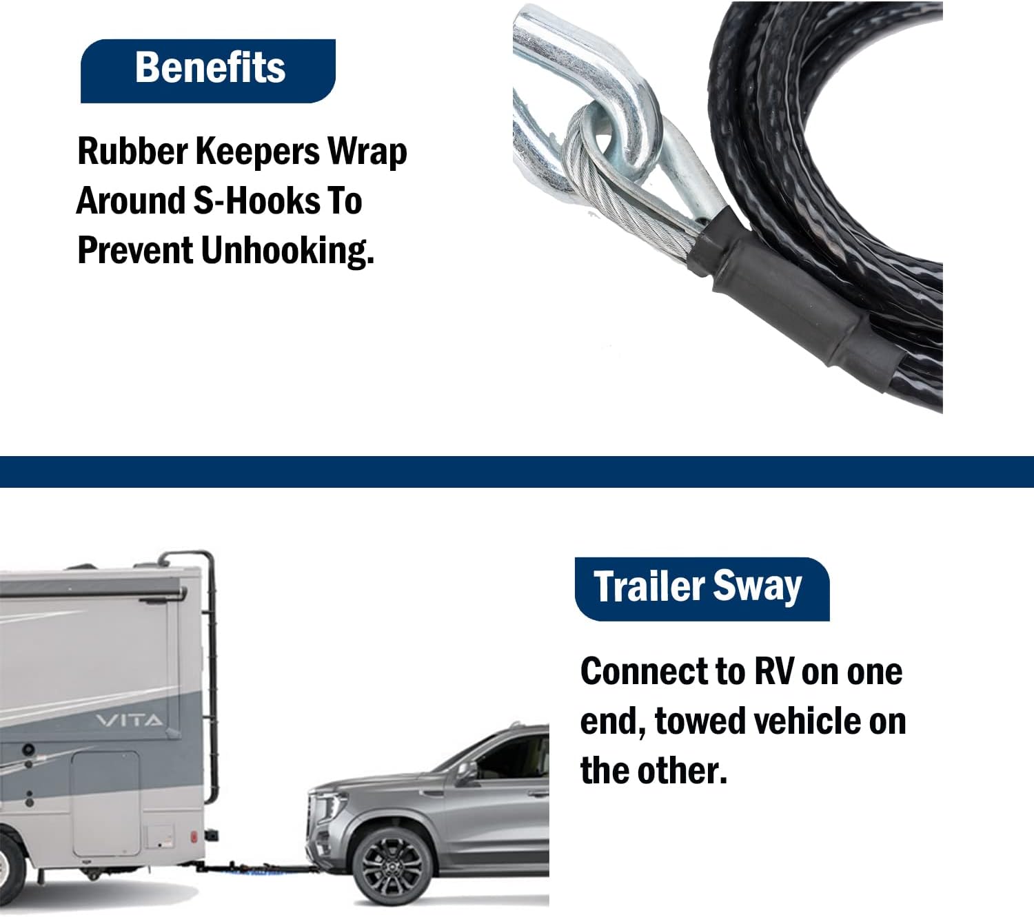 Coiled Cable BX88196 7 ft Safety Cable Kit with S-Hook, 7500LBS - Image 3