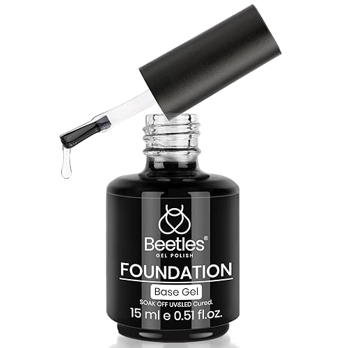 beetles Gel Polish Capa base de gel que no se limpia, 0.5 onzas líquidas para esmalte de uñas de gel, lámpara LED de uñas, capa base de gel, fórmula