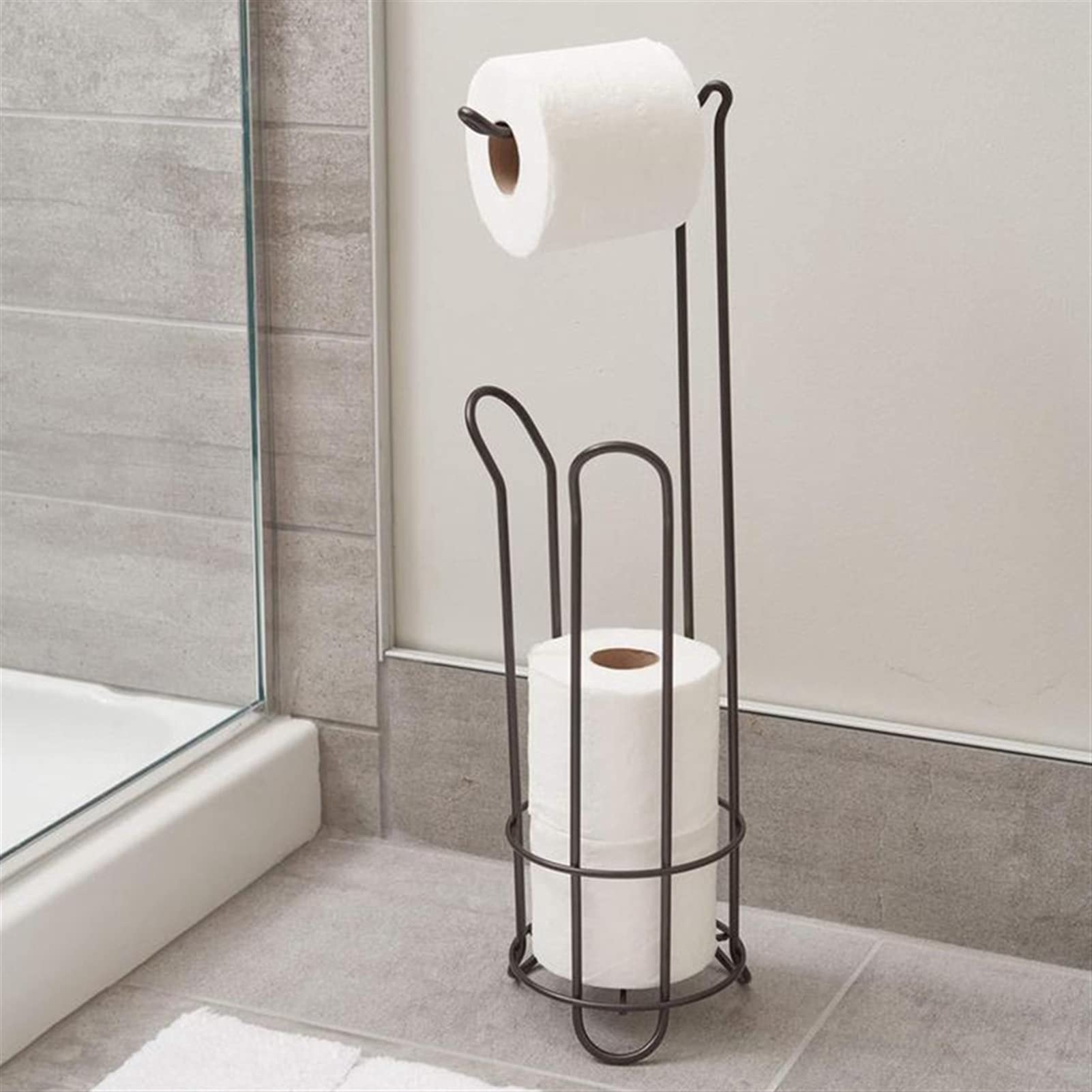 Portarrollos para Papel Piso de acero inoxidable de pie Rollo de papel Toalla Soporte de soporte Organizador Papel higiénico Rack Baño Hardware Almacenamiento vertical Casco Portarrollos para papel Hi