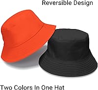 Vista 46 de PFFY Bucket Hat for Women Men Cotton Summer Sun Beach Fishing Cap Negro/Rojo (reversible)