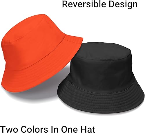 Miniatura 46 de PFFY Bucket Hat for Women Men Cotton Summer Sun Beach Fishing Cap Negro/Rojo (reversible)