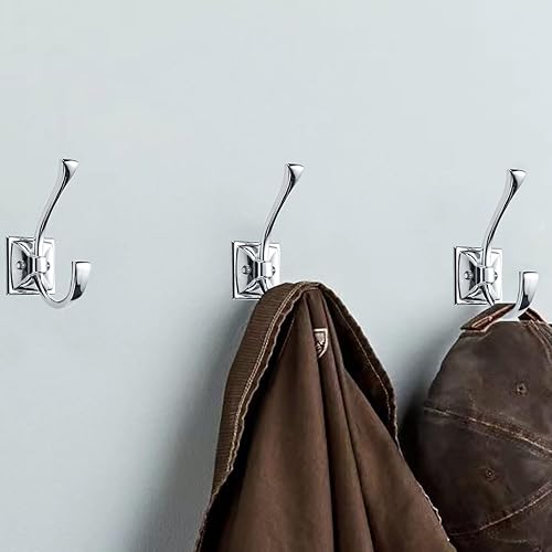 Miniatura 8 de CABDM Paquete de 2 ganchos decorativos resistentes para colgar batas, ganchos de bronce aceitado doble para colgar abrigos, montados en la pared con