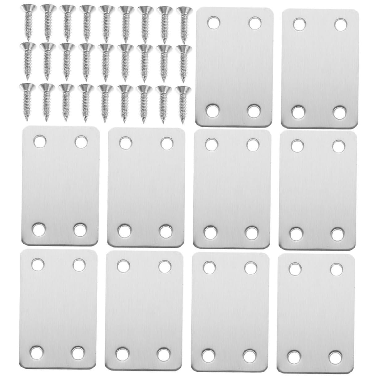 HOMOCONO Sturdy 20-Pack Metal Brackets Mending Plates for Wood Shelves Flat Plate Holes Metal Mounting Wall Brackets for DIY