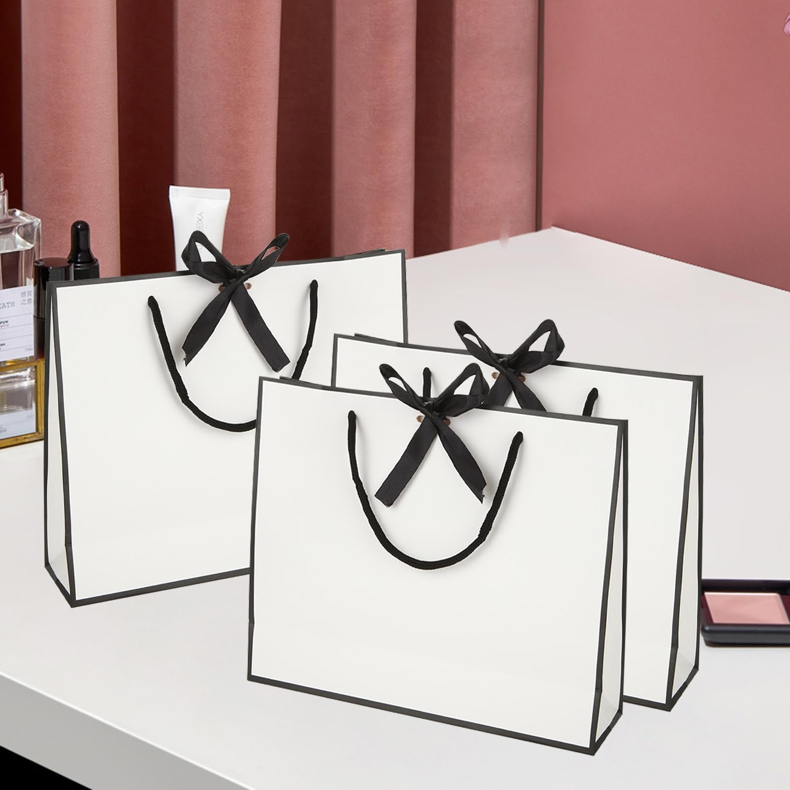 GOYADA 20 Pcs White Gift Bags With Bow Ribbons, Nigeria