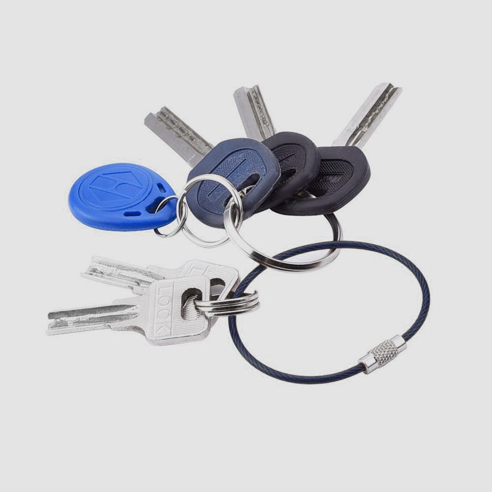 Mini Skater Stainless Steel Wire Cable Key Chain Key Ring Easy to Lock(Black) image 4