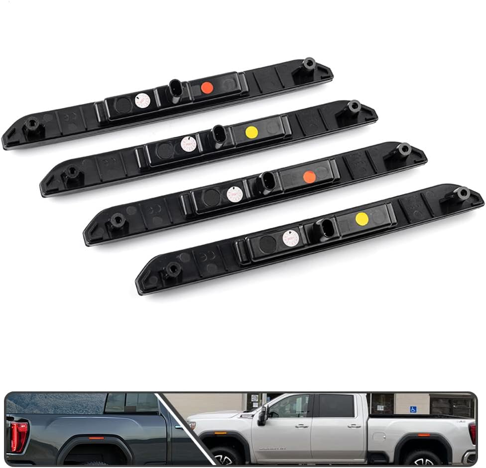 4Pcs Full LED Amber/Red Front/Rear Side Marker Lights for GMC Sierra 2500HD 3500HD 2020-2022 Fender Turn Signal Light Replace OEM Side Marker lamp Smoked Lens