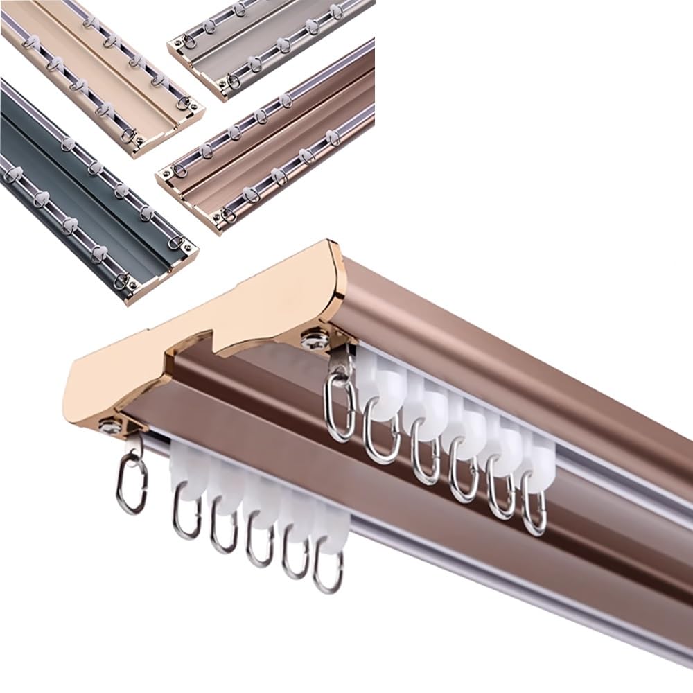 Wytrzymałe podwójne karnisze sufitowe aluminiowe pręty do salonu, sypialni, łazienki - 3,5 m stylowy zestaw karniszy w kolorze różowym