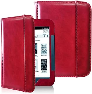 Barnes and Noble Nook Simple Touch eBook Reader GlowLight Cover Case, Folio Premium PU Leather Pocket Cover for Nook 2 (Model:BNRV300)/ Nook 3(Model:BNRV350) Ebook Case (Wine Red)