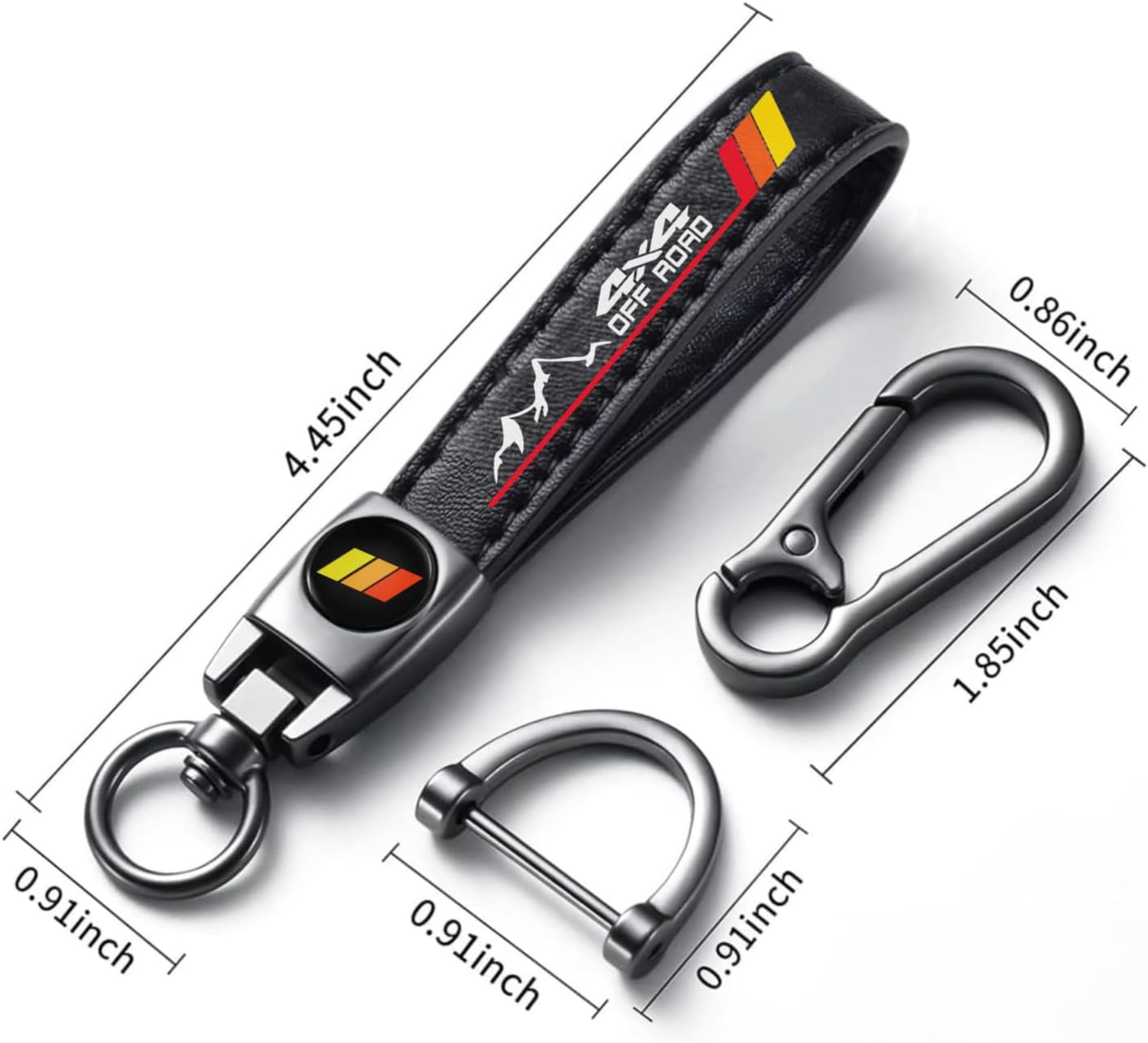 Tri-Color off road Leather Metal Car Key Chain Keyring Accessories, Keychain Keyring Family Present Car Accessories - Image 3