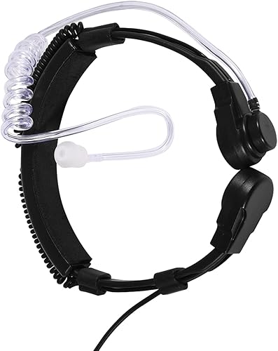 143 Micrófono de garganta Tubo Acústico Auricular PTT para UV5R Radio de 2 vías, Walkie Talkie, Micrófono de garganta PTT Auricular