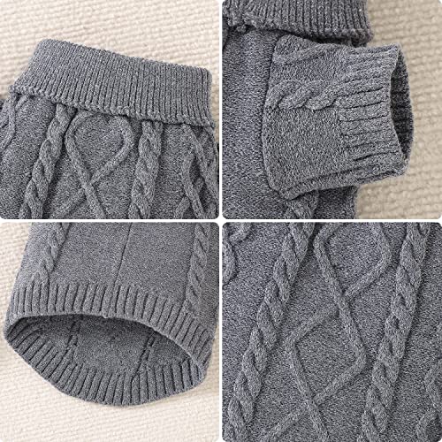 Dog Sweater Turtleneck Knitted Short Sleeve Cat Sweater Pullover Christmas Holiday Pet Apparel For Small Medium Dogs/Cats (Medium, Grey) #TOP6