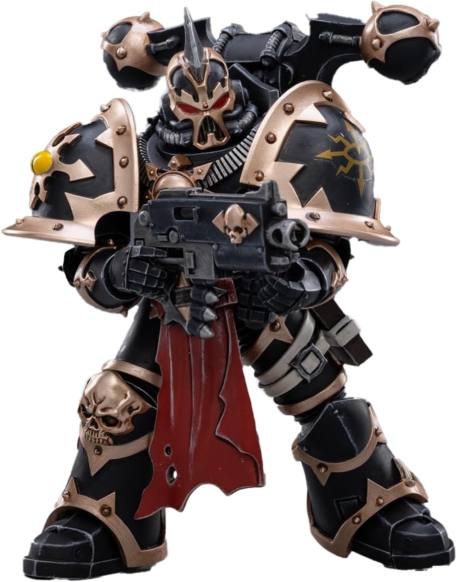 JOYTOY-Warhammer The Horus Heresy 1:18 Action Figure Chaos Space Marines Black Legion Chosen with Plasma Pistol and Power Axe-Collection Model Birthday Gifts