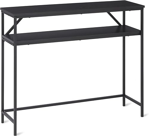 Miniatura 11 de Amazon Basics Mesa de centro rectangular con estante inferior, mesa central para sala de estar, de madera, 19.9" P x 31.5" A x 16.5" Al