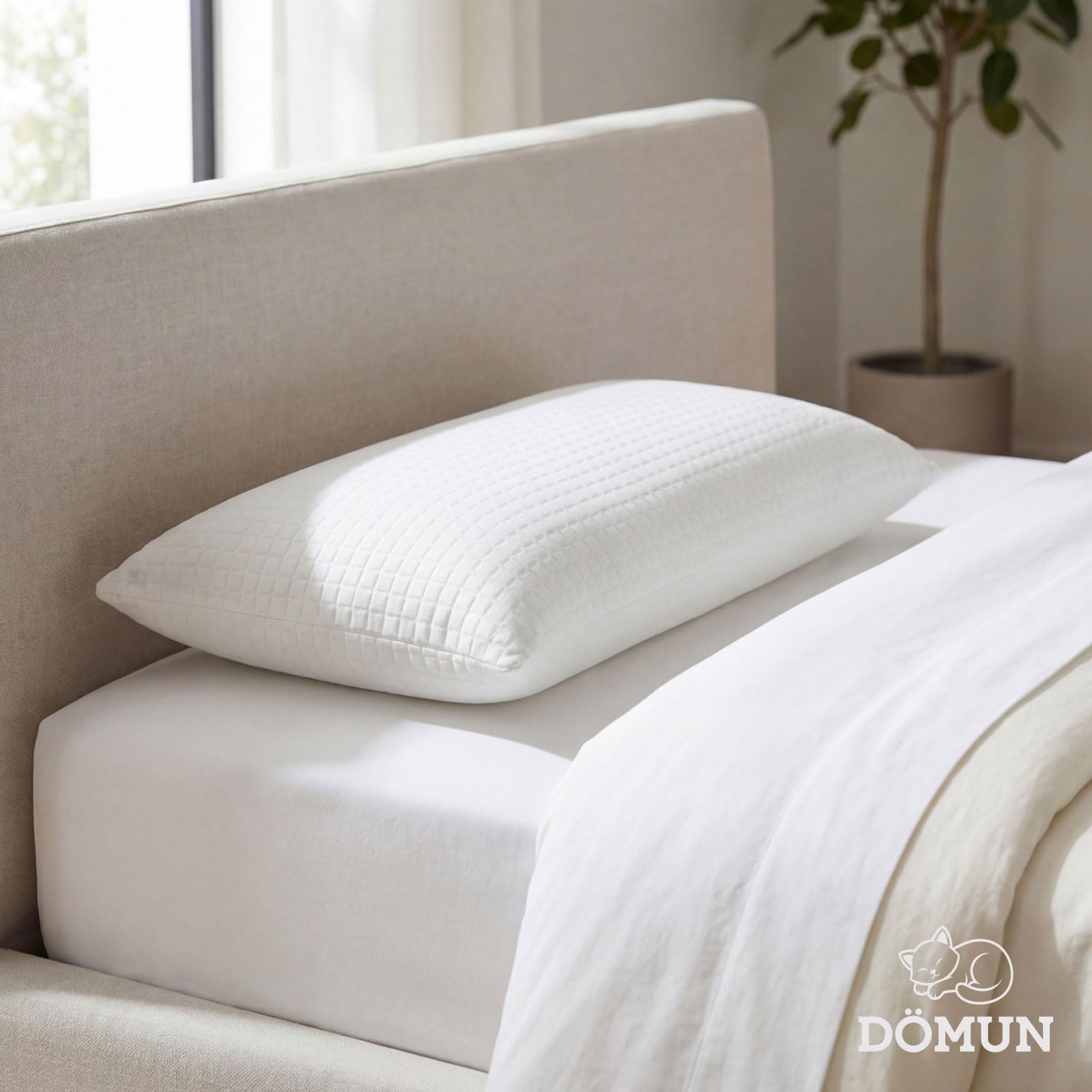 Almohadas viscoelasticas 70 Pack 2 DÖMUN Original, Almohada Cervicales y Cuello Ergonómicas Aloe Vera, Memory Foam Pillow Transpirable para Dormir, Almohada viscoelastica 70x40 Fabricadas en España