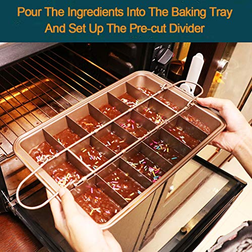 Sujude Non Stick Brownie Pan With Dividers, High Carbon Steel Baking Pan, Makes 18 Pre-Cut Brownies All At Once #TOP3