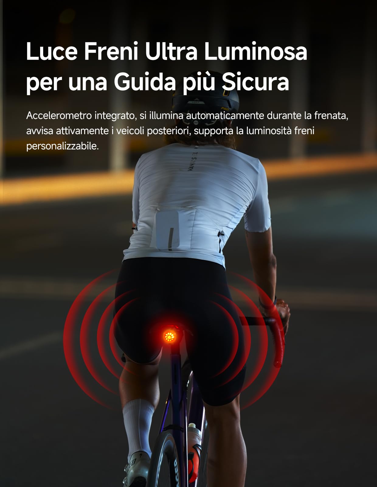 iGPSPORT TL50 Luci Bicicletta led, Ricaricabile Tramite USB-C, Sensore Freno, Luci Bici ad alta Luminosità da 1,2 km, 6 Modalità di Illuminazione, IPX7