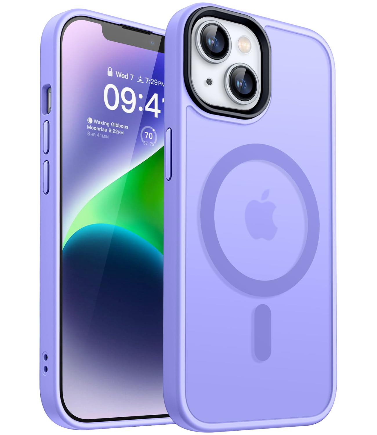 CANSHN Cover Magnetica Opaca per iPhone 13/14, [Compatibile con MagSafe] Custodia Traslucida Opaca Protettiva Sottile Antiurto 6,1 Pollici - Viola Chiaro