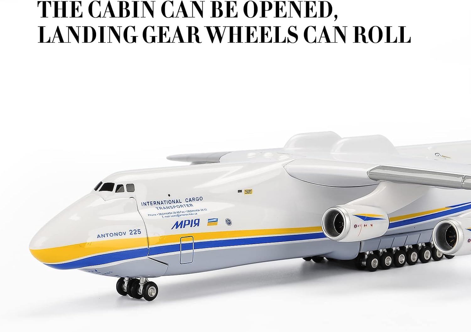 Model Plane Antonov an225 1/200 Scale Resin Airplane Model 17 inch Ukraine Painted Mriya Transporter Display Aircraft Model for Collection