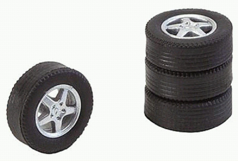 Faller 163114 4 Tyres and Rims for Cars Large/Tourist Train Model Kit, Various