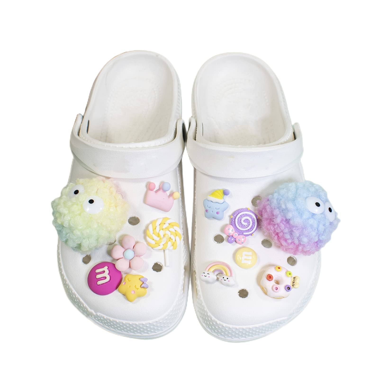 12PCS Fluffy Ball Shoe Charms for Croc,Cute Shoe Charms for Women,Shoe Decoration Charms for DIY Cros,Shoe Charms Pack for Wife Girlfriend Daughter