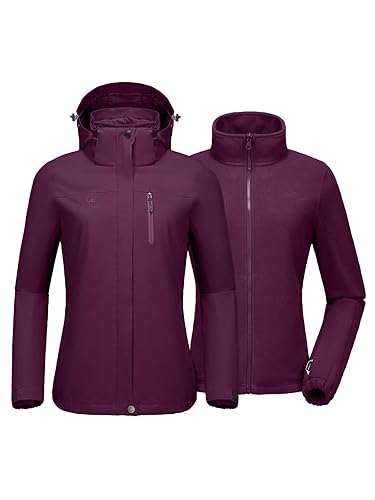 CAMEL CROWN Women's 3-in-1 Waterproof Ski Jacket Windproof Winter Coat Fleece Inner Snow Snowboarding Jacket Outdoor