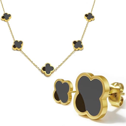 18K Gold/Silver Plated Four Leaf Clover Necklace Dainty Non Tarnish Gold Necklace for Women Trendy Lucky Jewelry Gift Valentines Day Gifts