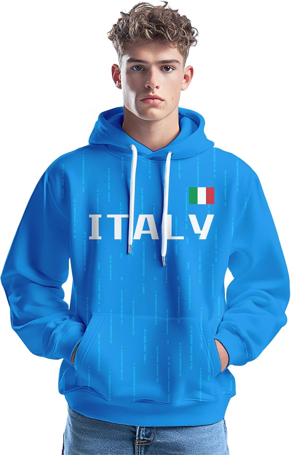 Soccer Pullover Hoodie Flag Sweatshirt Fashion Casual Print Gifts for Soccer Fans Men L